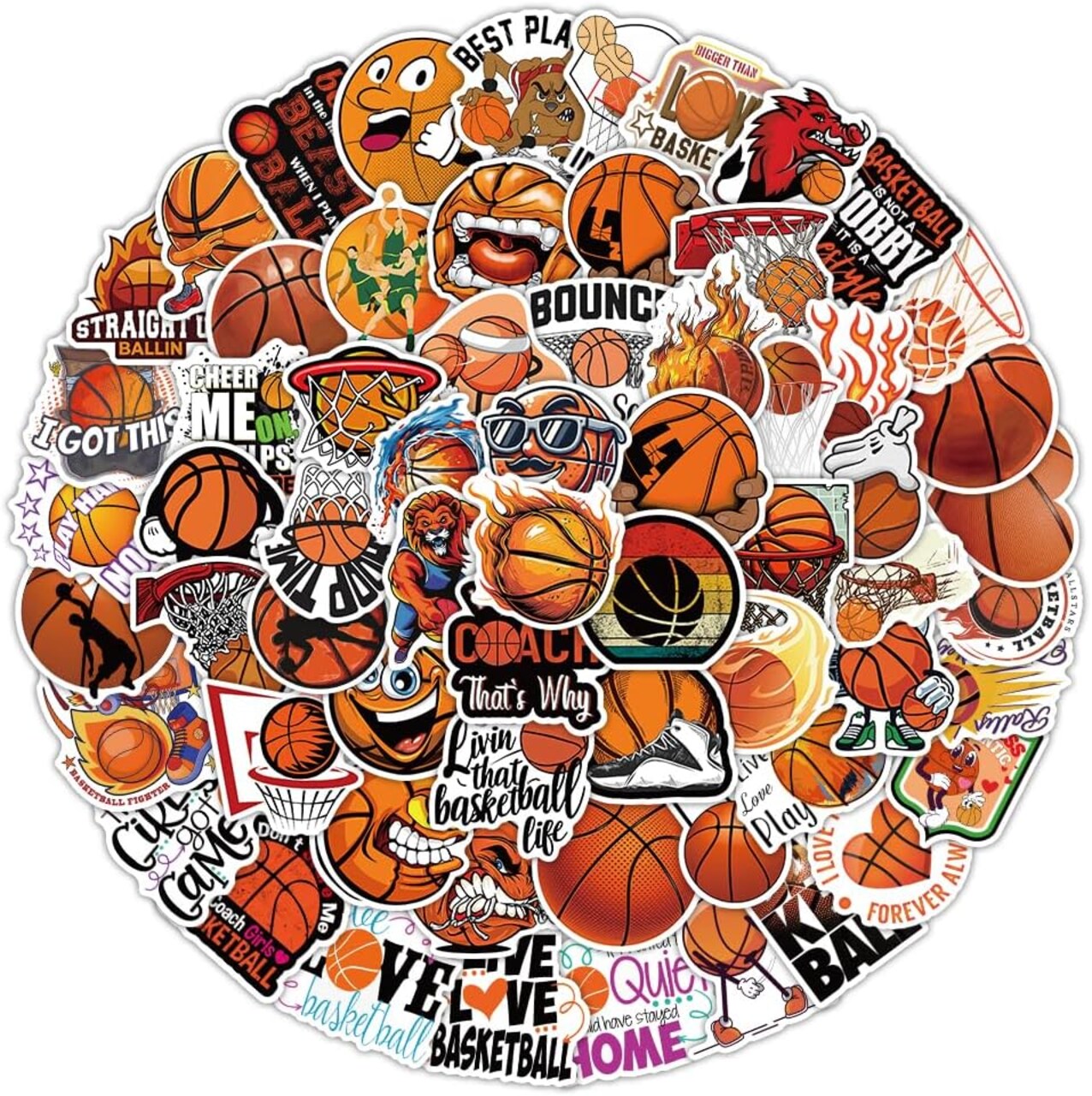 150Pcs Basketball Stickers, Sports Stickers for Water Bottles, Basketball Gifts for Teen Boys, Vinyl Waterproof Stickers for Luggage Car Laptop Skateboard Keyboard